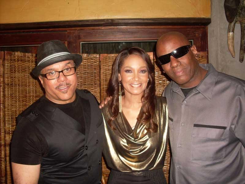 Black Pinoy Joel Crafton with legendary R&B recording artist Howard Hewett, former lead singer of Shalamar, during a professional music industry event.