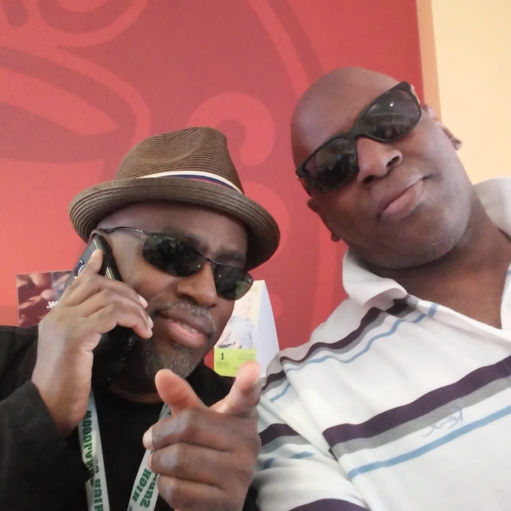Black Pinoy Joel Crafton with Jonathan Lewis of Atlantic Starr during a longtime friendship spanning more than four decades in the music industry.